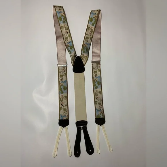 Trafalgar limited edition Hawaiian dancers print suspenders silk leather… - Picture 6 of 12